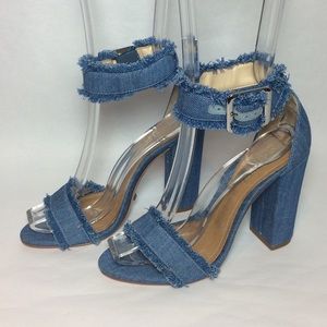 Schutz Janessa denim block heel sandals